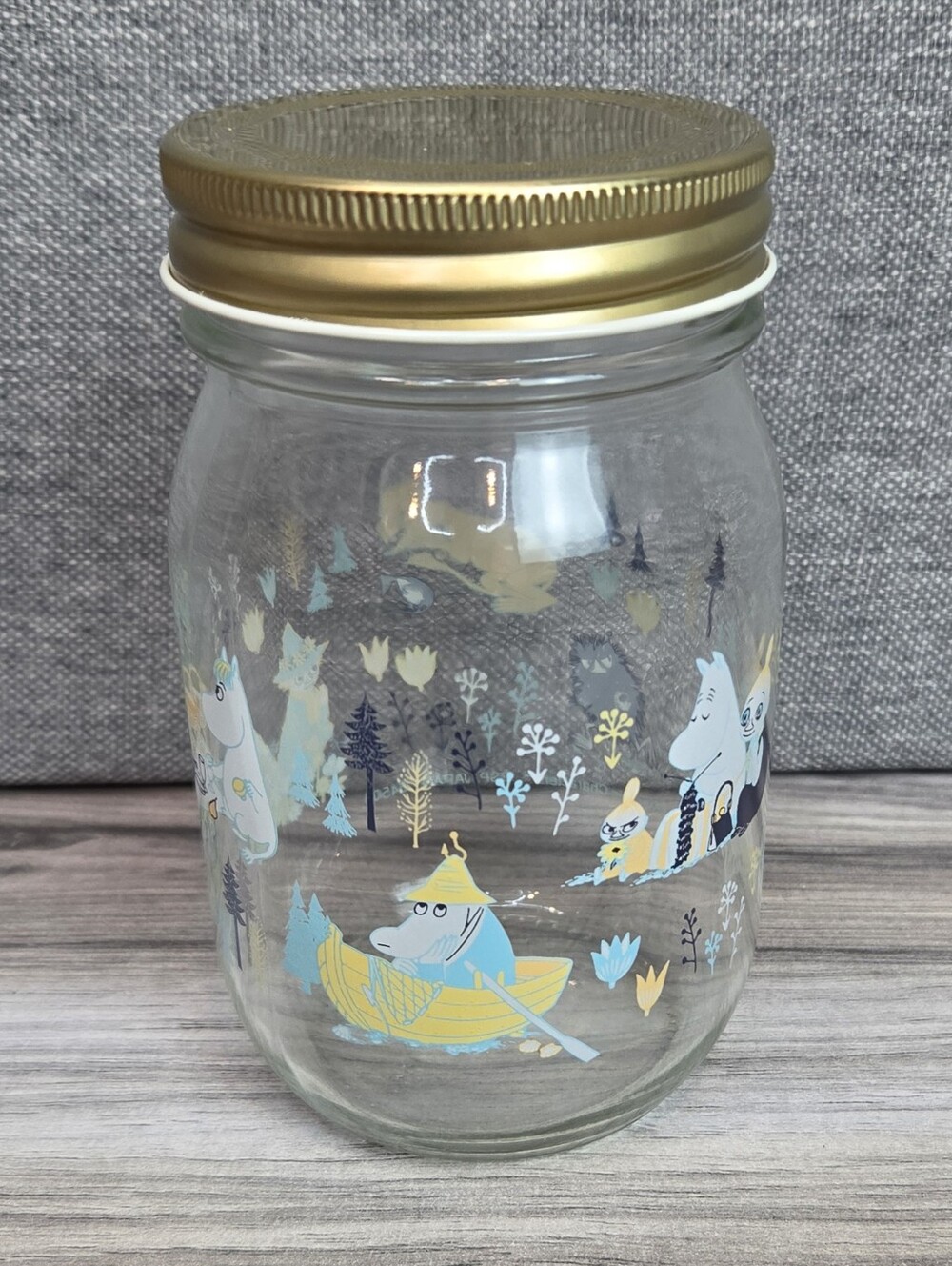 Moomin Glass Jar with Gold Lid – Vintage Style